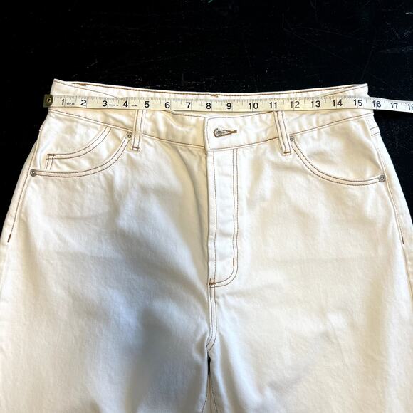 Rolla's Women 29 Classic Straight High Rise Regular Fit White Jeans Brown Trim - Picture 4 of 12